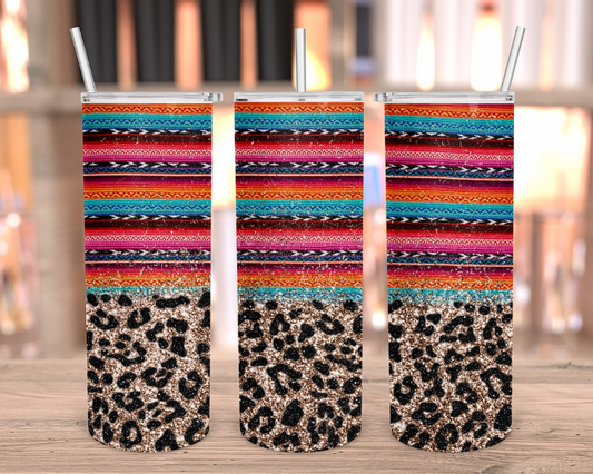 Serape and leopard tumbler