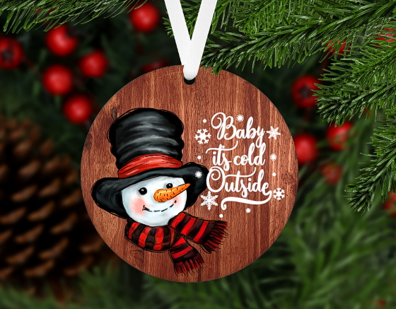 BABY IT'S COLD OUTSIDE SNOWMAN ORNAMENT