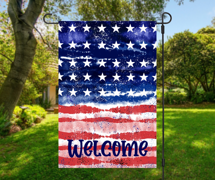 USA WELCOME GARDEN FLAG