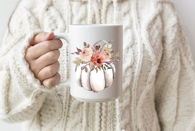 WHITE PUMPKIN FALL MUG