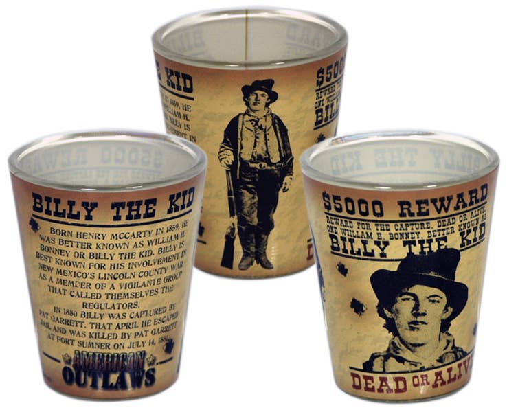 American Outlaw West Shotglass Billy The Kid New Mexico