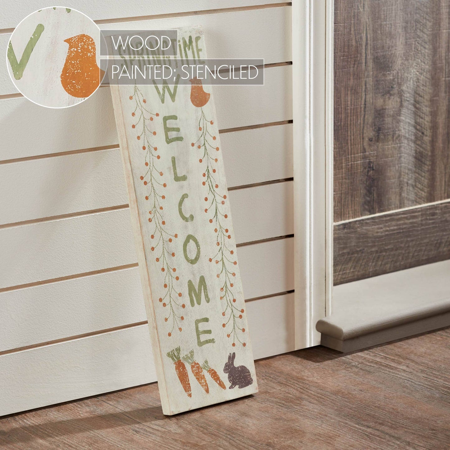 Springtime Welcome Wooden Sign 20x6