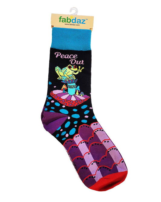 Peace Out Frog Women's Novelty Crew Socks