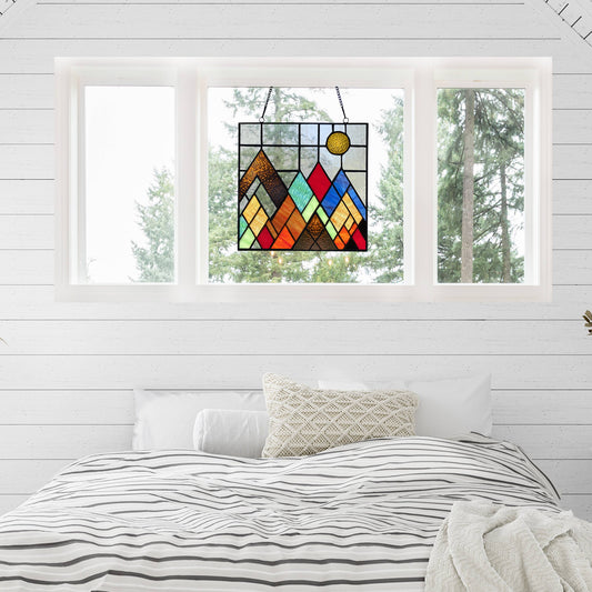 10"H Beyond the Mountain Tops Multicolored Window Panel