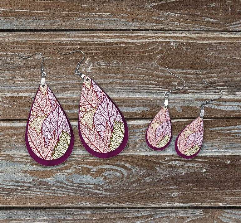 colorful leaf earrings