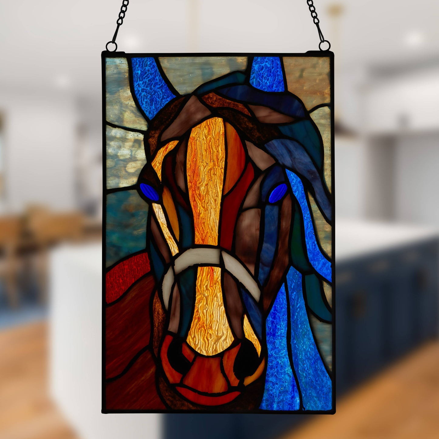 Roz Horse Stained Glass Window Panel 13"H