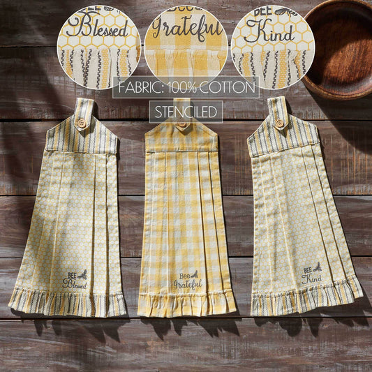 Buzzy Bees Button Loop Tea Towel Set of 3