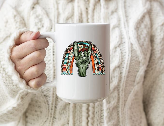 cactus boho hand mug