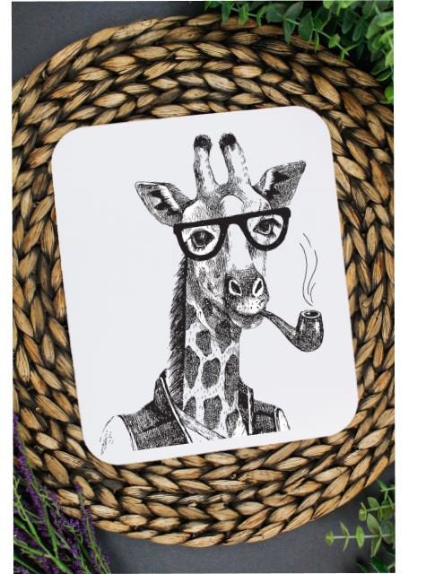 SMOKING GIRAFFE MOUSE PAD