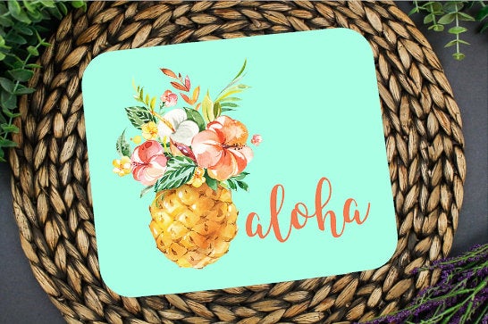 aloha pineapple floral mousepad