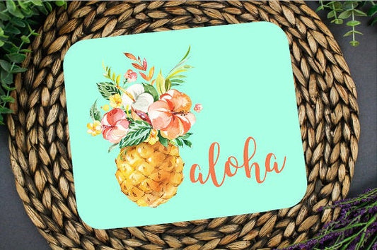 aloha pineapple floral mousepad
