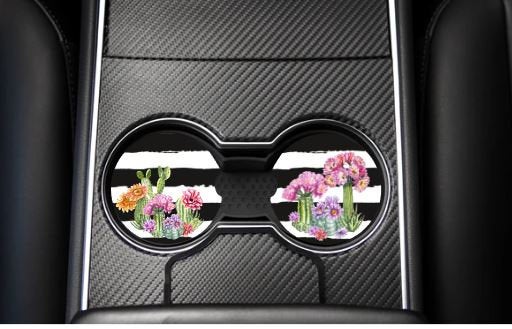 black and white cactus car coasters