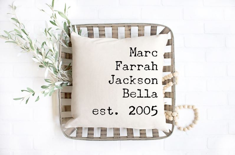 Family Name pillow est. cover