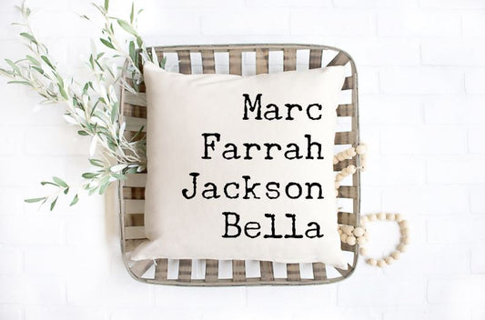 Family name pillow cover