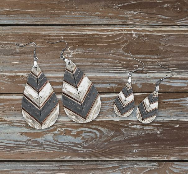 chevron wood earrings