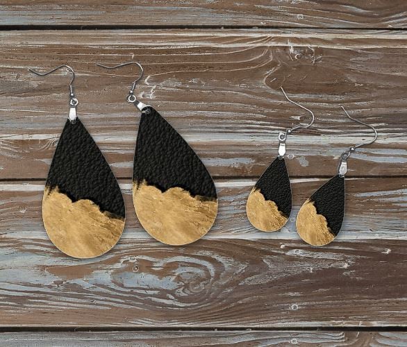 black and gold printed earring