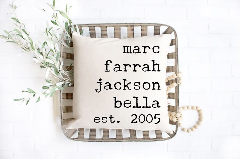 Family Name pillow est. cover