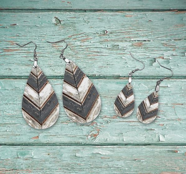 chevron wood earrings