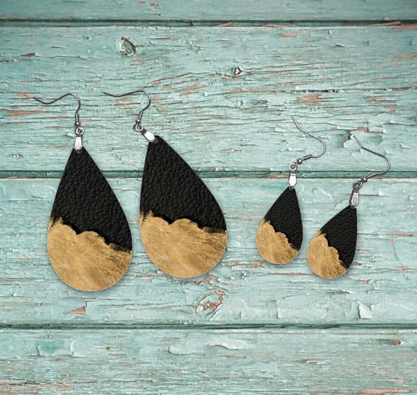 black and gold printed earring