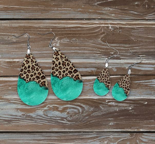 LEOPARD AND TEAL EARRINGS