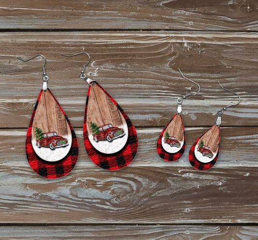 Christmas truck earrings