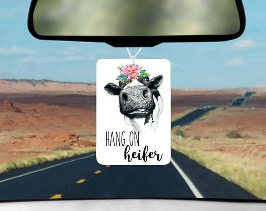 HANG ON HEIFER CAR AIR FRESHENER