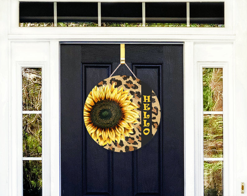 SUNFLOWER AND LEOPARD PRINT FALL SIGN