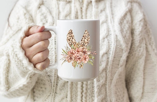 LEOPARD BUNNY EAR HOLIDAY MUG