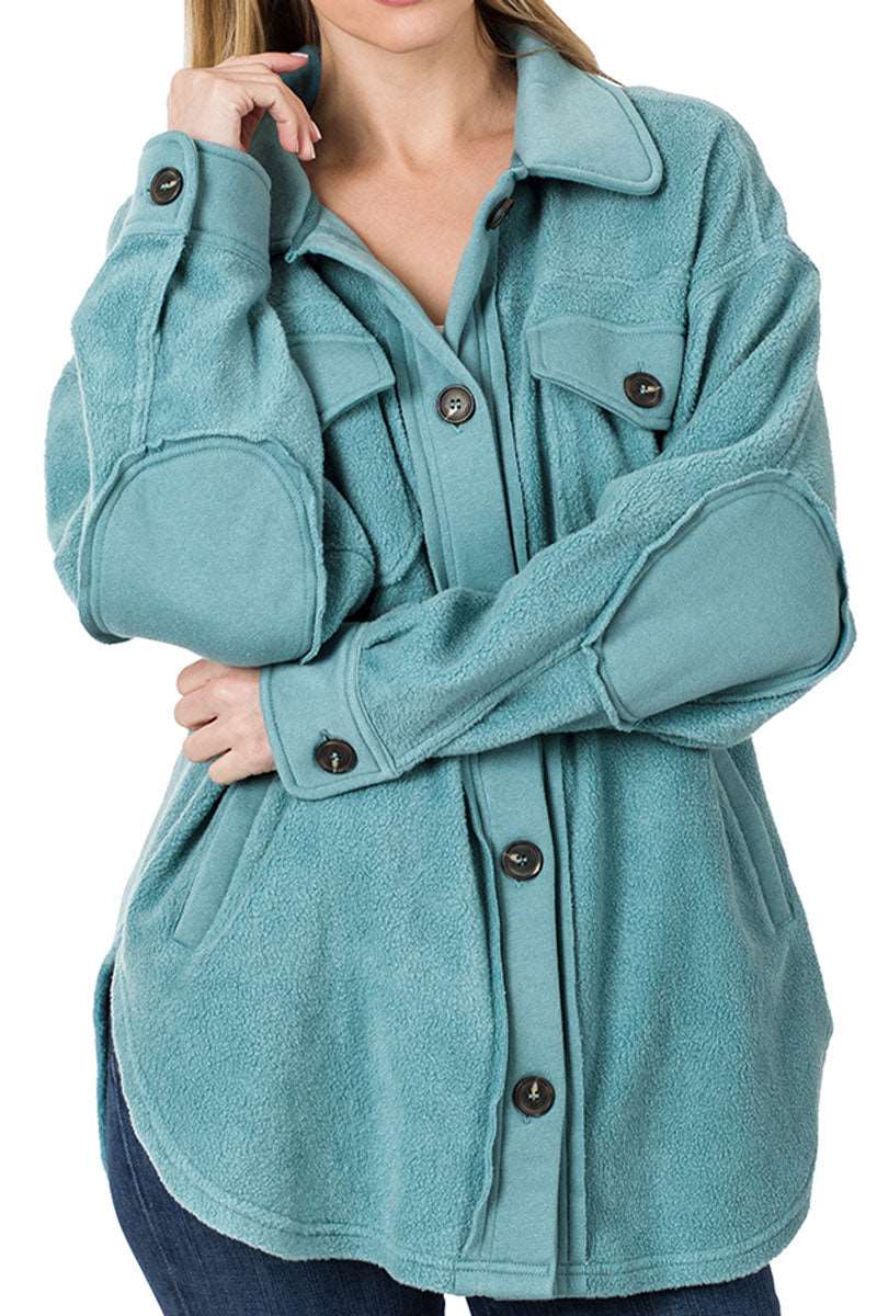 Fleece Shacket Dusty Teal