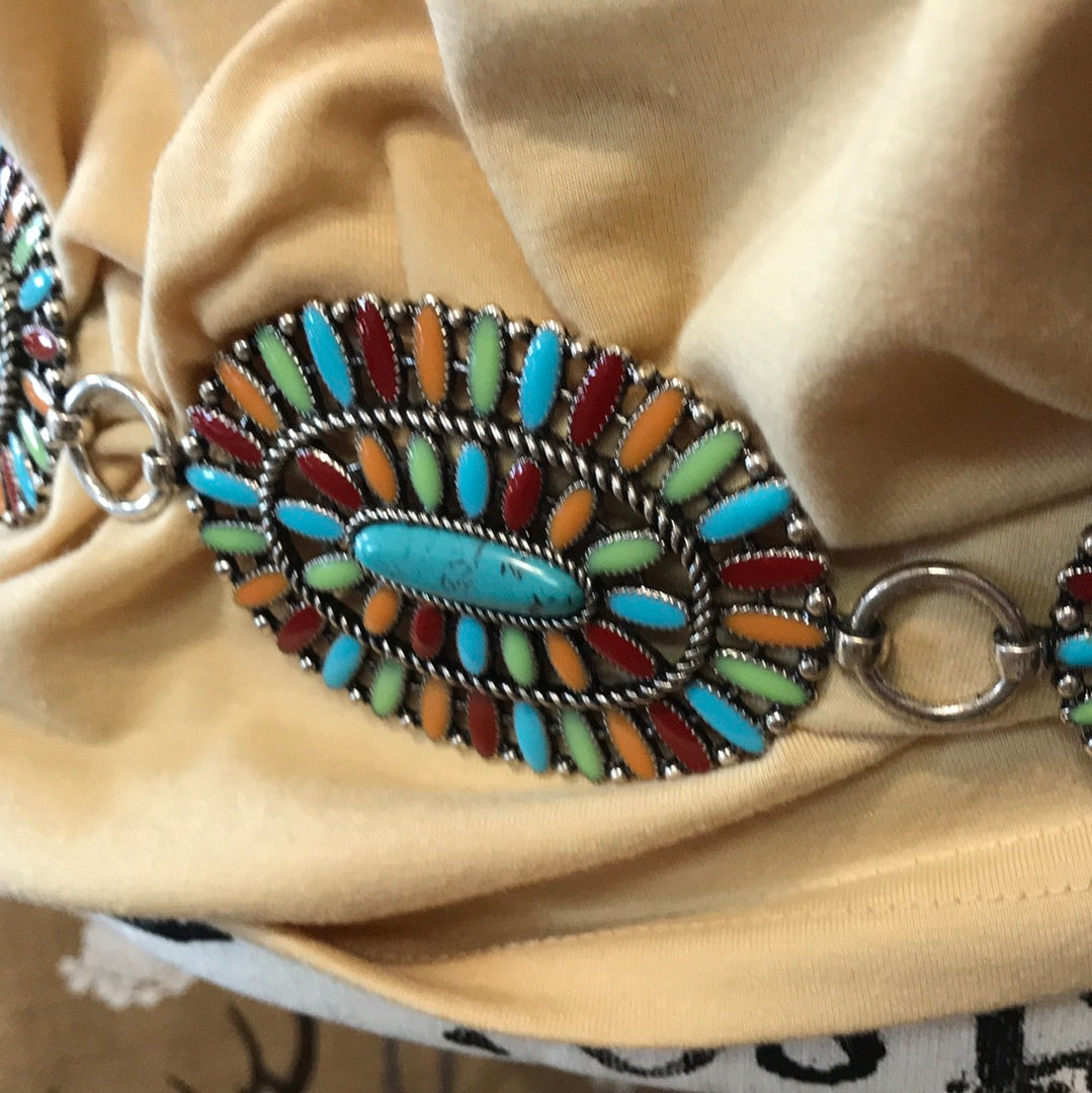 Multi color Concho belt