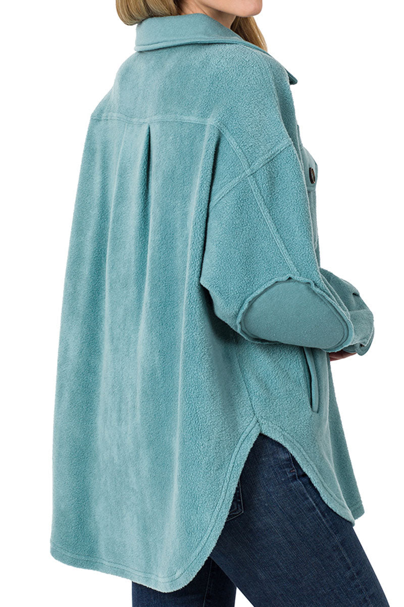 Fleece Shacket Dusty Teal