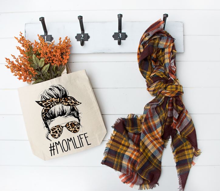 #momlife tote, printed on both side