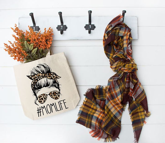 #momlife tote, printed on both side