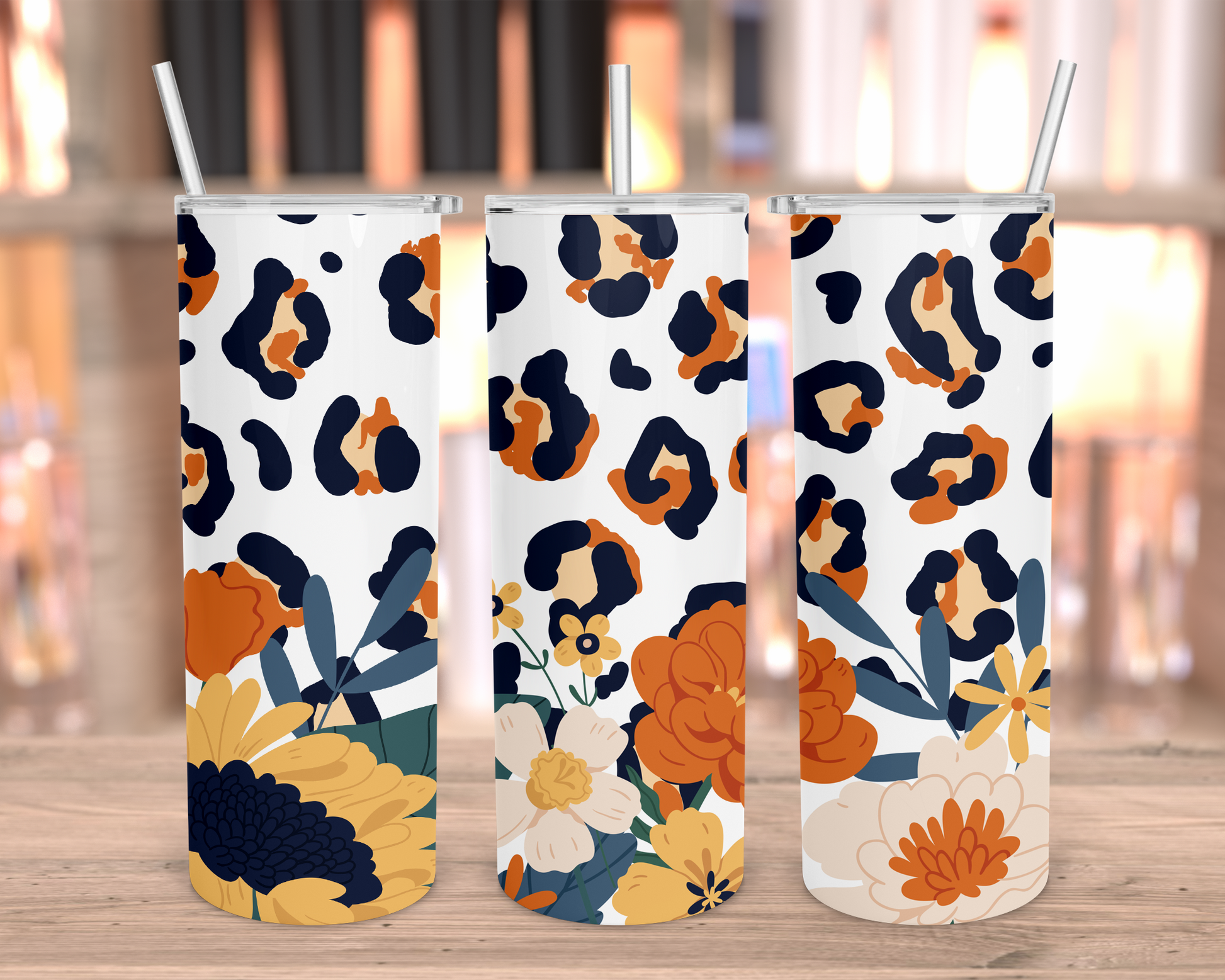 ORANGE AND LEOPARD FALL TUMBLER