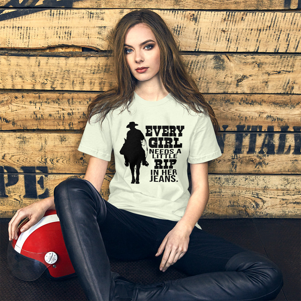 Rip in her Jeans Unisex t-shirt