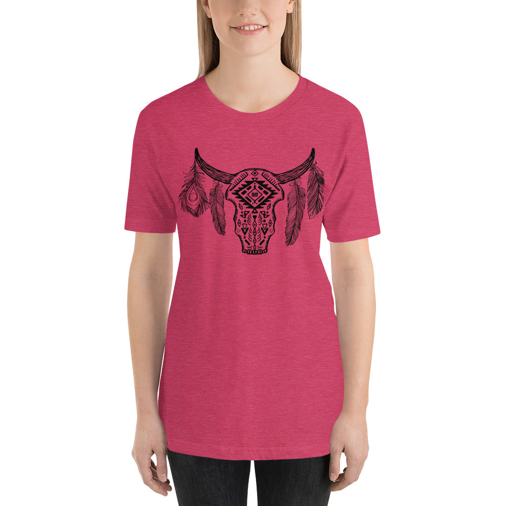 Bull With Feather Unisex T-shirt